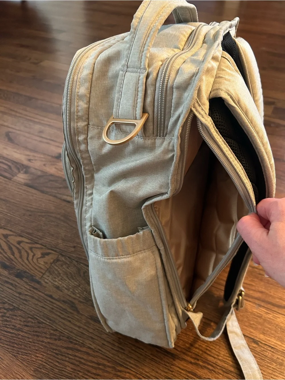 Ju-Ju-Be Gray Convertible Baby Bag Backpack with Rose Gold Hardware